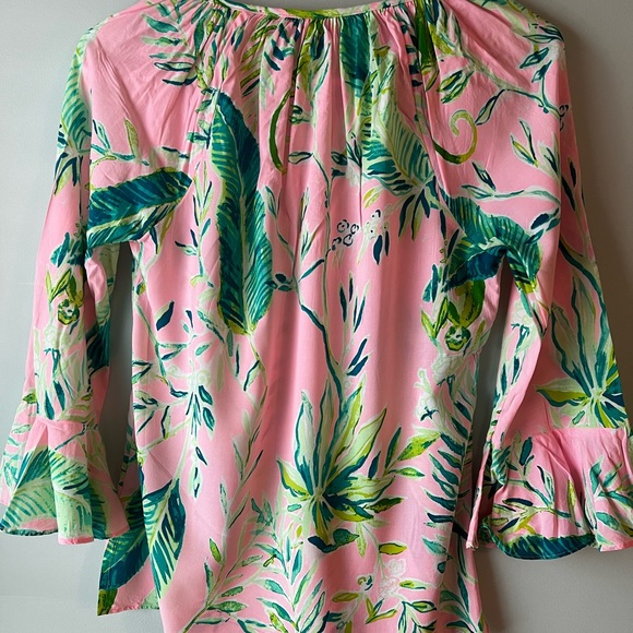 Lily Pulitzer Pink and Green Blouse Size XXS - Picture 2 of 3